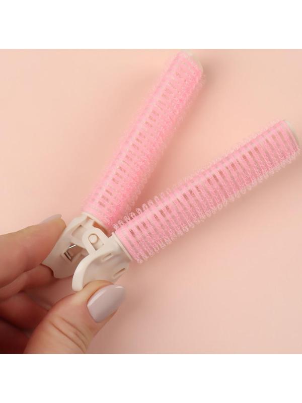 Бигуди для прикорневого объема, с зажимом, 2 × 1 см, 10,7 см, цвет розовый/бежевый