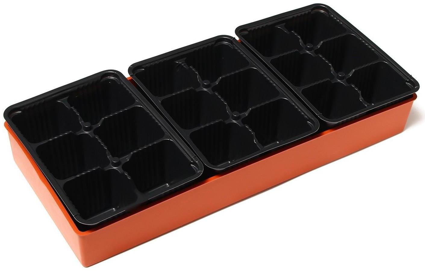 Кассета для рассады, 18 ячеек по 120 мл, поддон, терракотовый