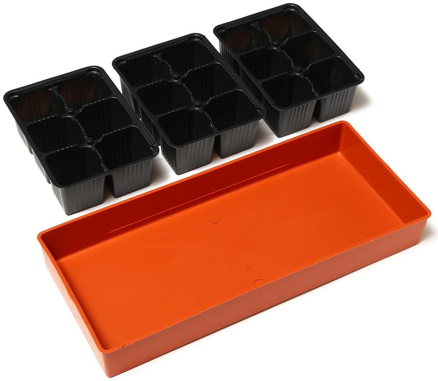 Кассета для рассады, 18 ячеек по 120 мл, поддон, терракотовый