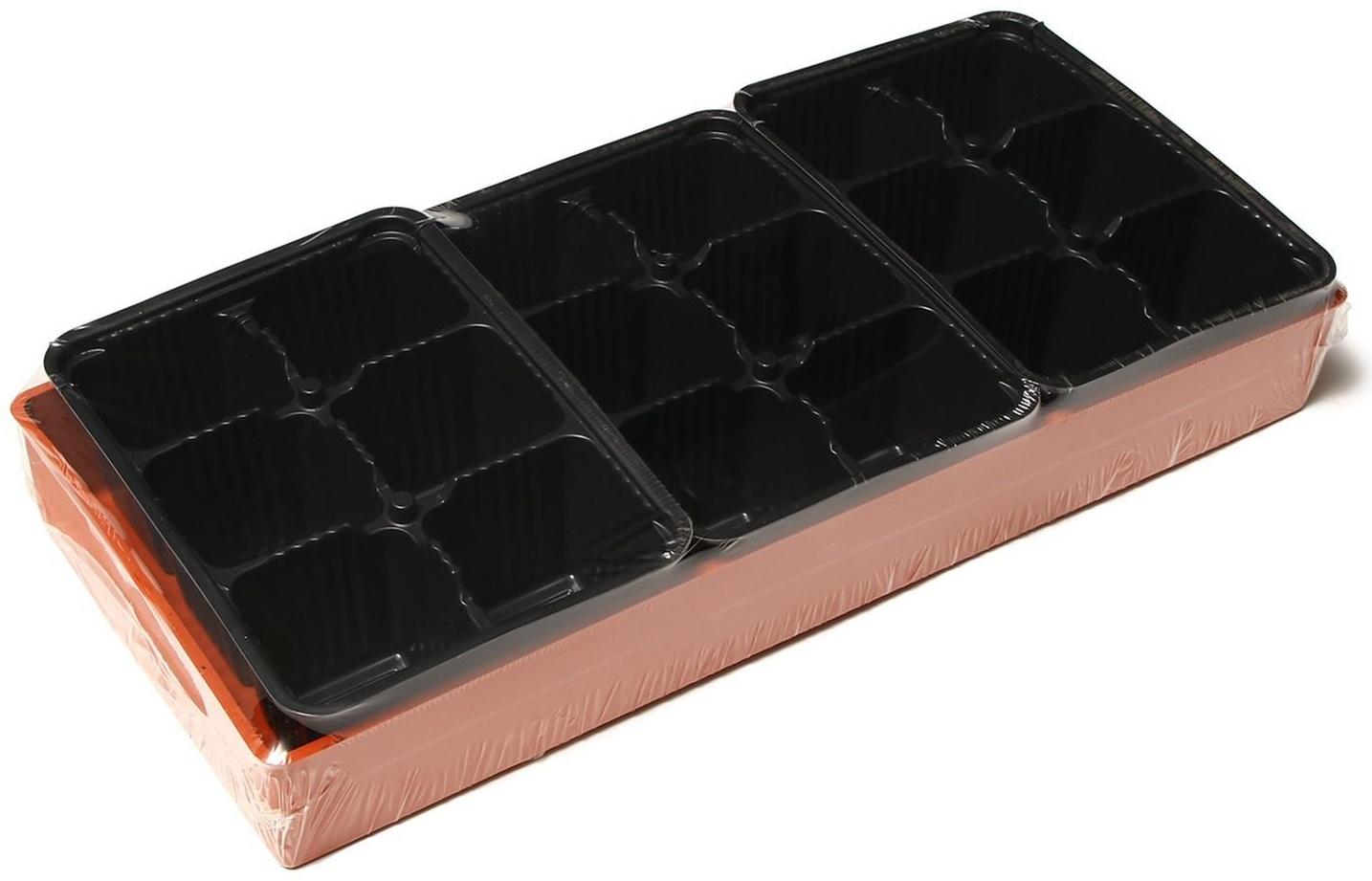 Кассета для рассады, 18 ячеек по 120 мл, поддон, терракотовый