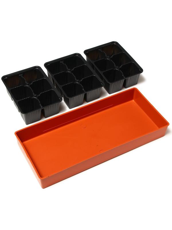 Кассета для рассады, 18 ячеек по 120 мл, поддон, терракотовый