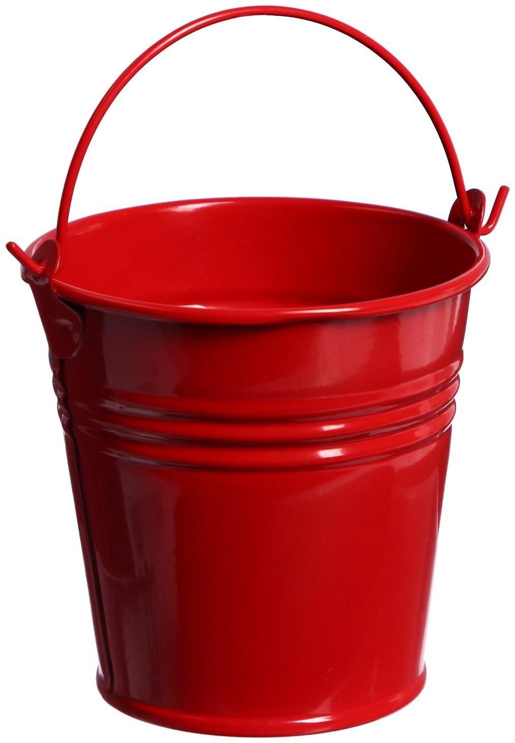 Ведерко декоративное, среднее: высота 7 см, диаметр 7 см, красное