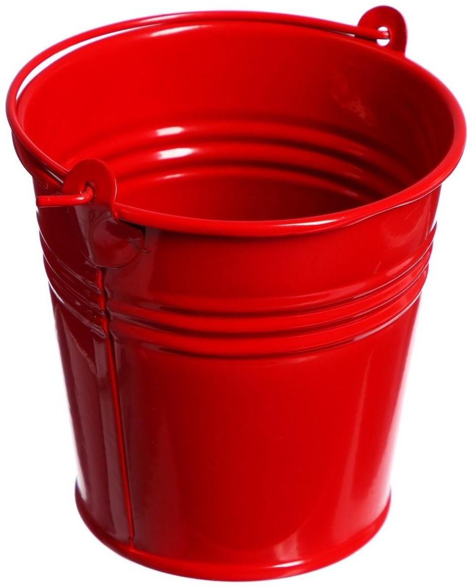 Ведерко декоративное, среднее: высота 7 см, диаметр 7 см, красное