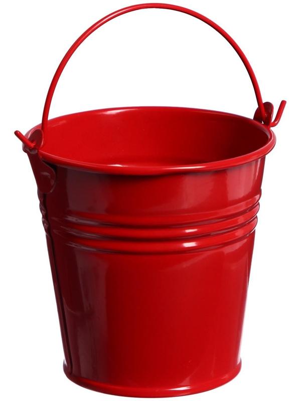 Ведерко декоративное, среднее: высота 7 см, диаметр 7 см, красное