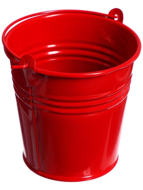 Ведерко декоративное, среднее: высота 7 см, диаметр 7 см, красное