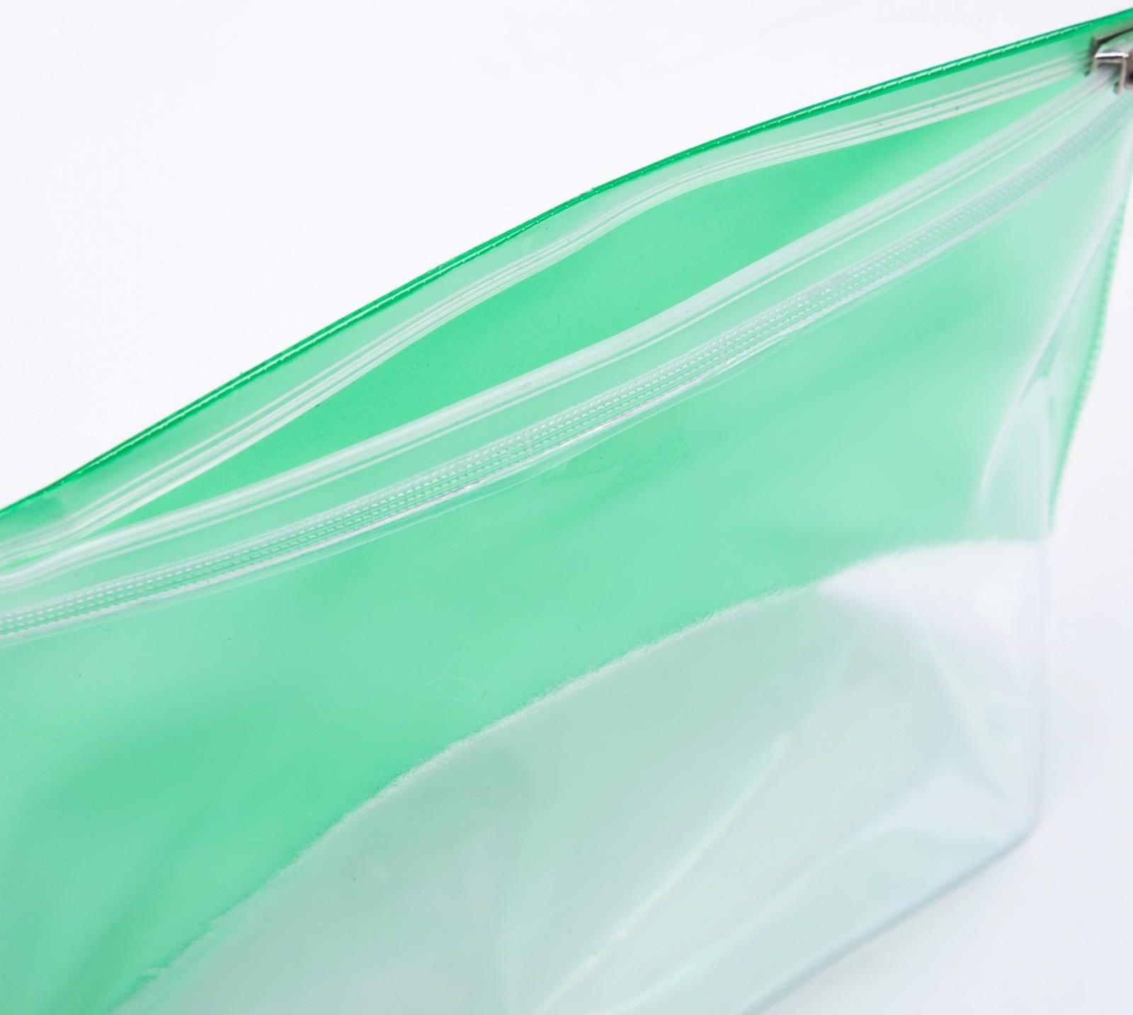 Косметичка с застежкой зип-лок, цвет зелёный/прозрачный