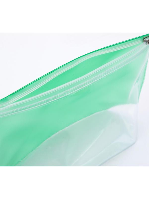 Косметичка с застежкой зип-лок, цвет зелёный/прозрачный