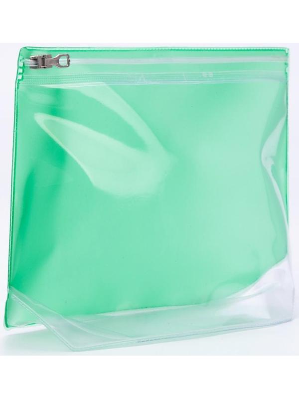 Косметичка с застежкой зип-лок, цвет зелёный/прозрачный