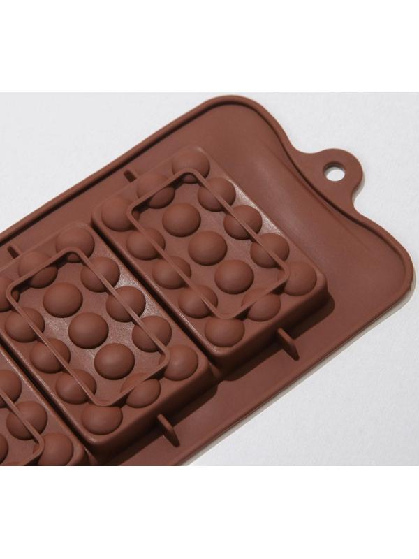Форма силиконовая для шоколада Доляна «Мини-шоколадки», 22×11×1 см, 3 ячейки, цвет шоколадный