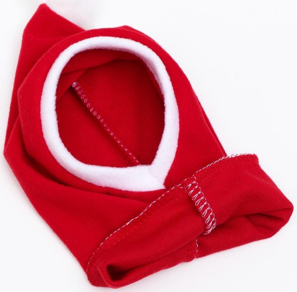 Шапочка новогодняя, флис, L-XL (ОМ 32-34, высота 26 см), бело-красная