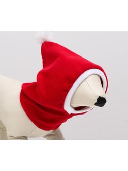 Шапочка новогодняя, флис, L-XL (ОМ 32-34, высота 26 см), бело-красная