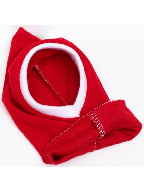 Шапочка новогодняя, флис, L-XL (ОМ 32-34, высота 26 см), бело-красная