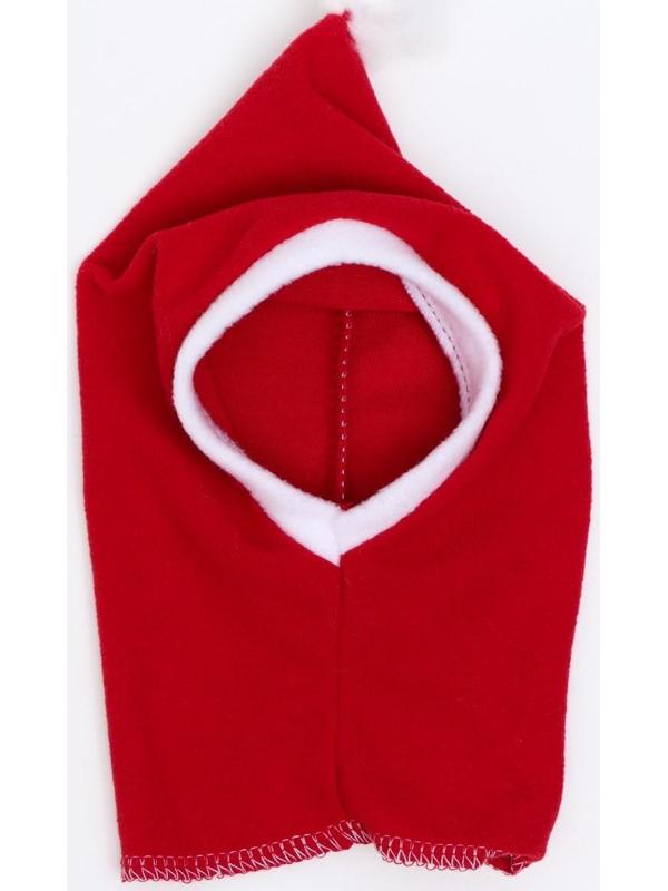 Шапочка новогодняя, флис, L-XL (ОМ 32-34, высота 26 см), бело-красная