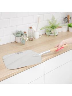 Лопата для пиццы из нержавеющей стали «Общепит», 66×30,5×2 , полотно 35,5х31 см, толщина 1,5 мм