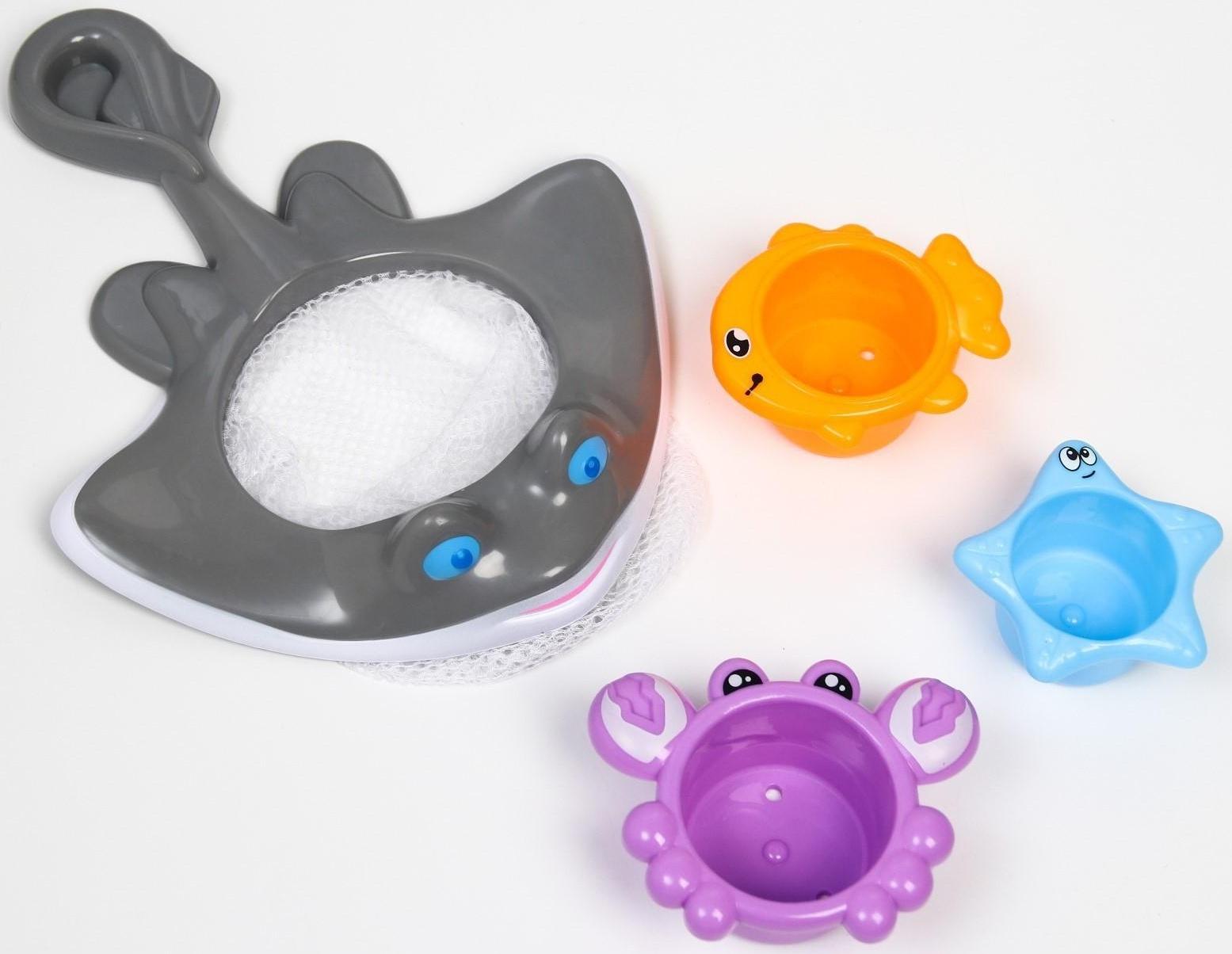 Набор игрушек для игры в ванне «Поймай рыбку - 2», сачок + 3 игрушки