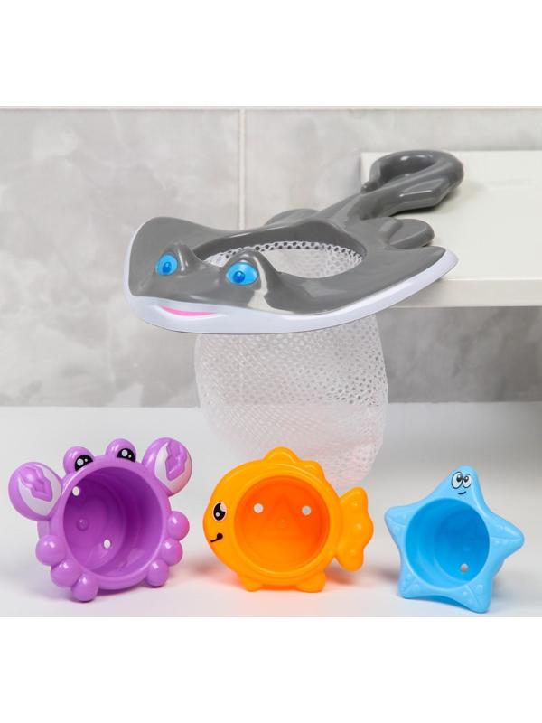 Набор игрушек для игры в ванне «Поймай рыбку - 2», сачок + 3 игрушки