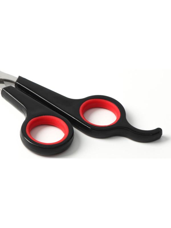 Ножницы-когтерезы с упором для пальца, отверстие 6 мм, чёрные с красным