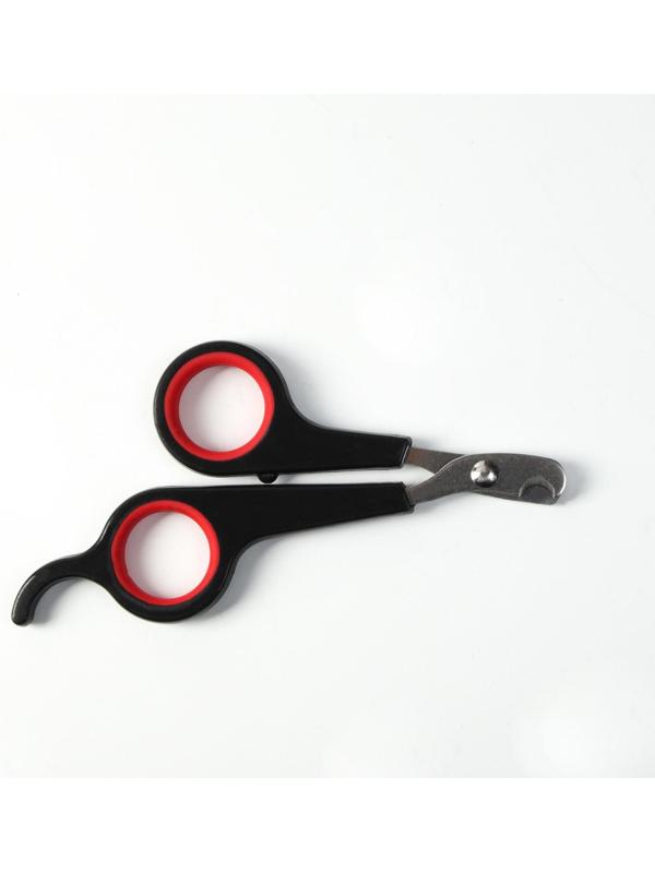 Ножницы-когтерезы с упором для пальца, отверстие 6 мм, чёрные с красным