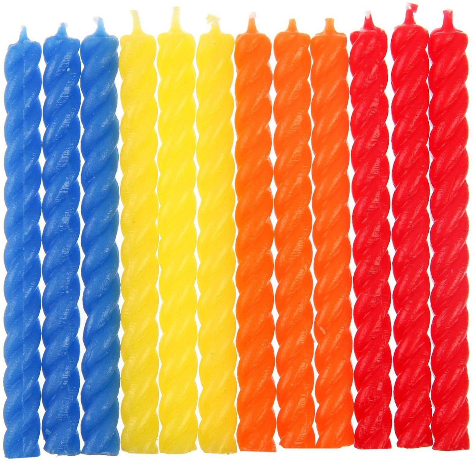 Набор витых свеч в торт 12 шт 