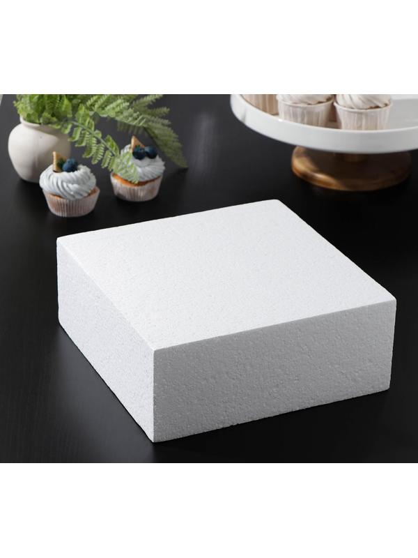 Фальшярус для торта квадратный, 25×25 см, h=10 см, цвет белый