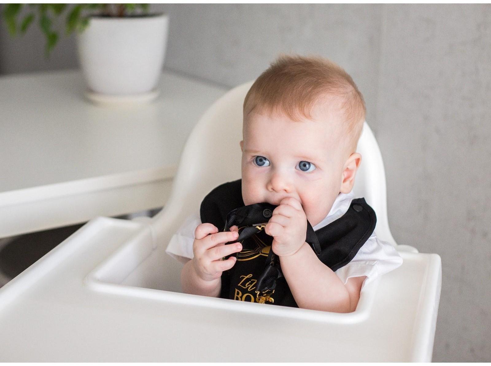 Нагрудник/слюнявчик  для кормления «Little boss» на кнопке