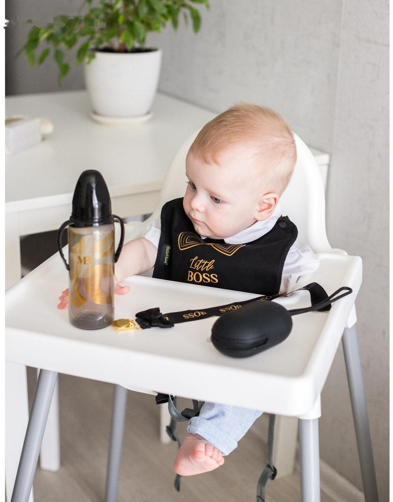 Нагрудник/слюнявчик  для кормления «Little boss» на кнопке