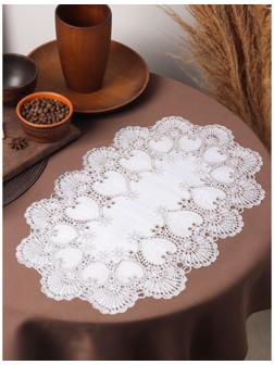 Набор салфеток ажурных для стола Доляна «Листья», 46×30 см, 4 шт, ПВХ, цвет серебряный