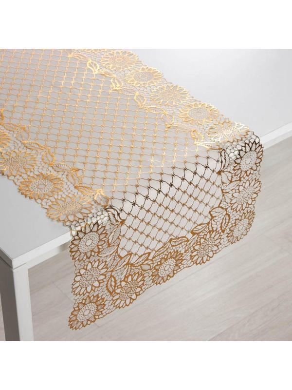 Салфетка ажурная для стола «Букет», 84×40 см, ПВХ, цвет золото