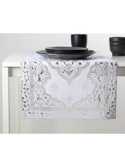 Салфетка ажурная для стола «Восток», 84×40 см, ПВХ, цвет серебряный