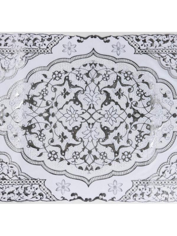 Салфетка ажурная для стола «Восток», 84×40 см, ПВХ, цвет серебряный