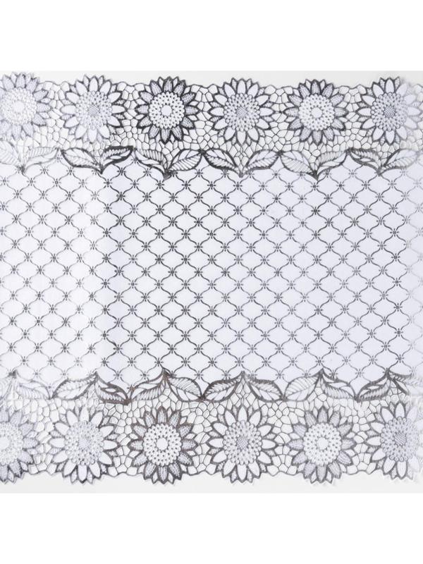 Салфетка ажурная для стола «Букет», 84×40 см, ПВХ, цвет серебро