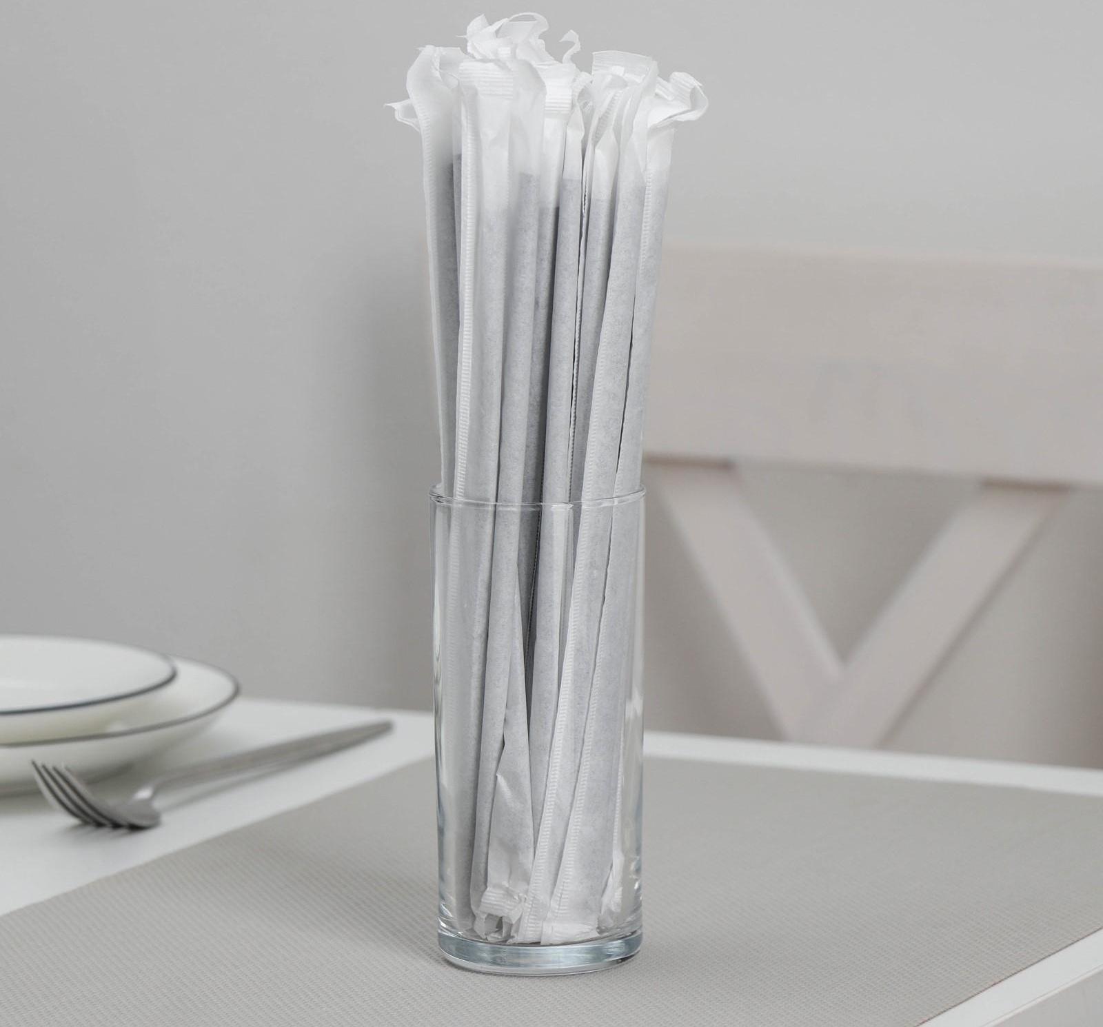 Трубочка одноразовая для коктейля, в индивидуальной упаковке, прямая, 0,5×21 см, цвет чёрный