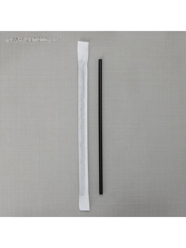 Трубочка одноразовая для коктейля, в индивидуальной упаковке, прямая, 0,5×21 см, цвет чёрный