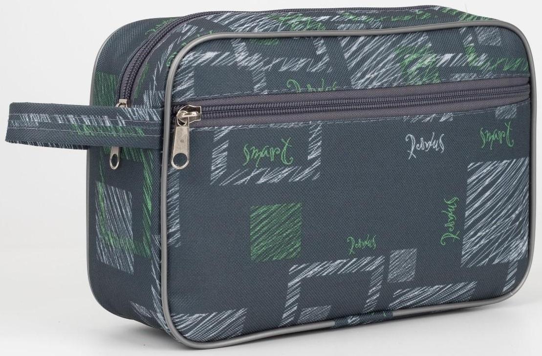 Косметичка на молнии, с подкладом, наружный карман, цвет серый