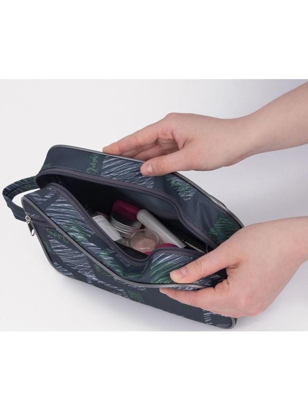 Косметичка на молнии, с подкладом, наружный карман, цвет серый