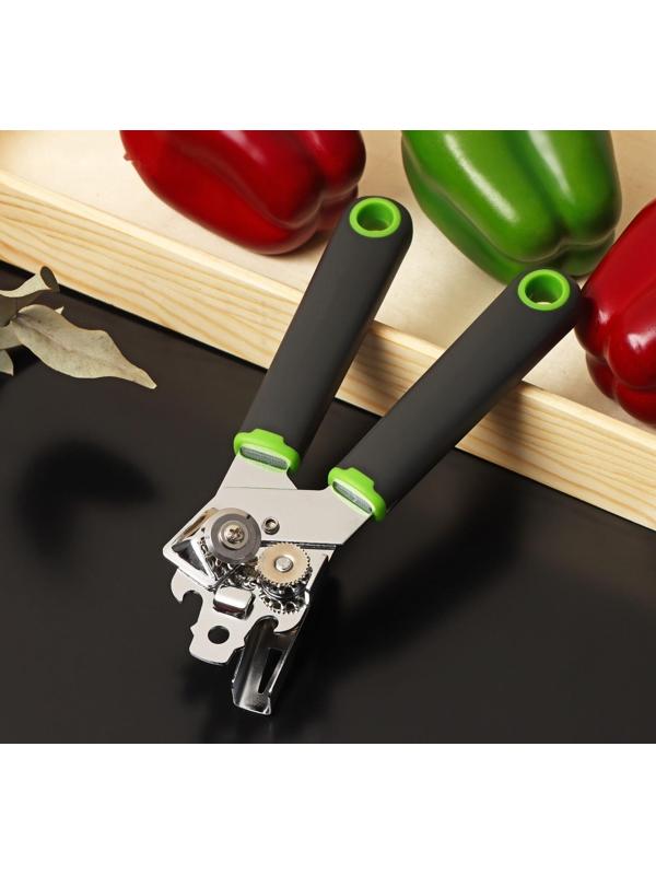 Нож консервный Доляна Lime, 20×5 см, цвет чёрно-зелёный