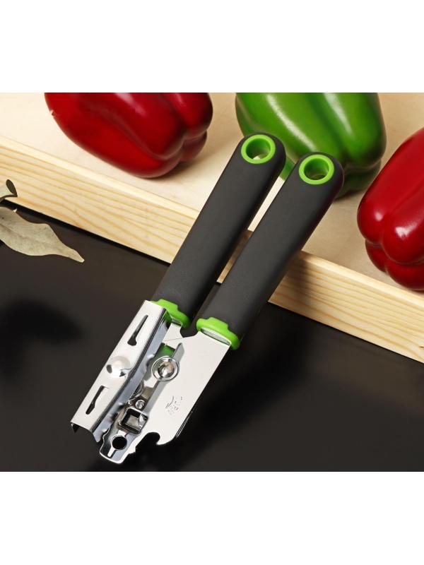 Нож консервный Доляна Lime, 20×5 см, цвет чёрно-зелёный