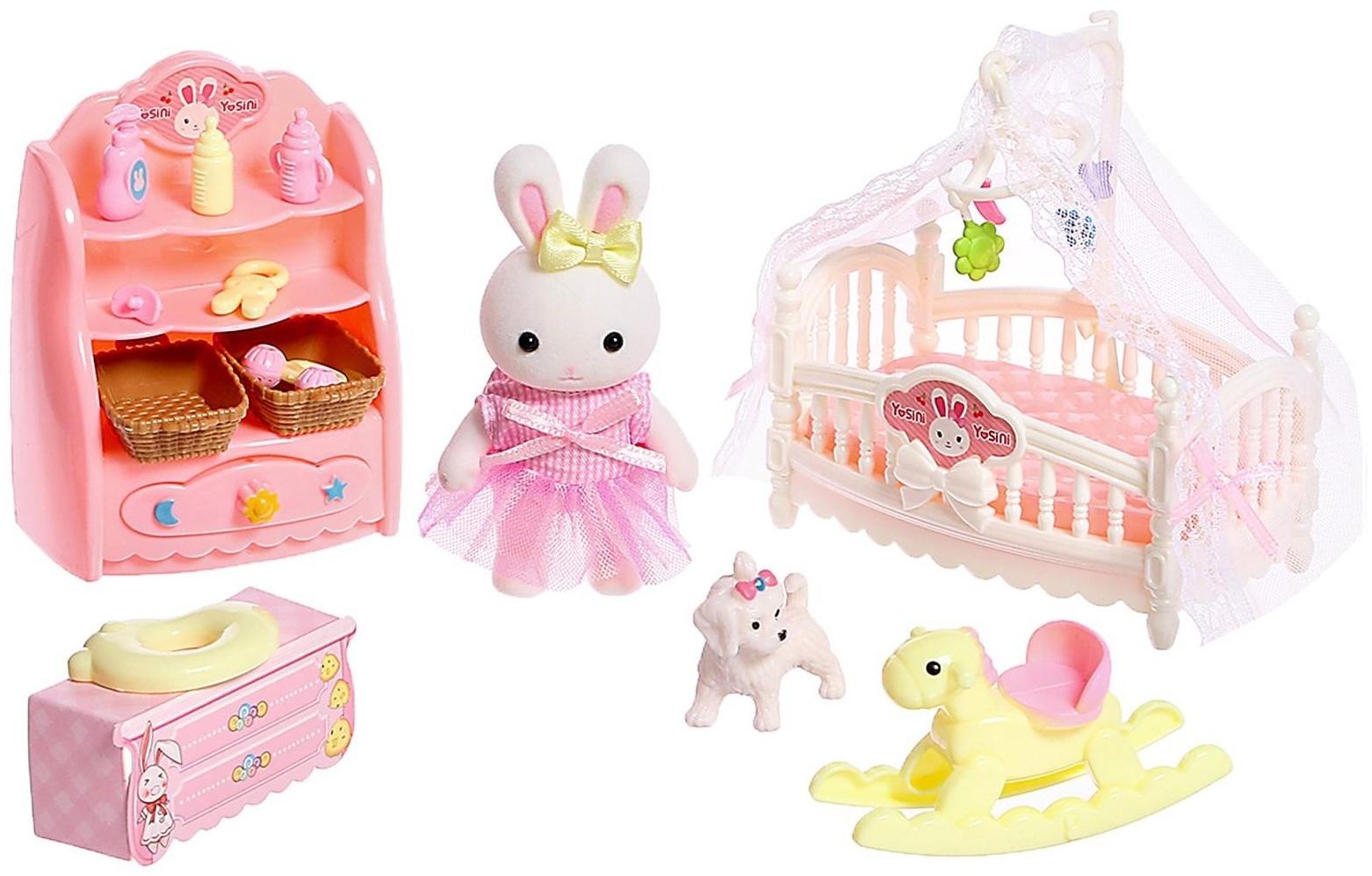 Игровой набор «Зайчик: детская комната» с набором мебели, питомцем и аксессуарами