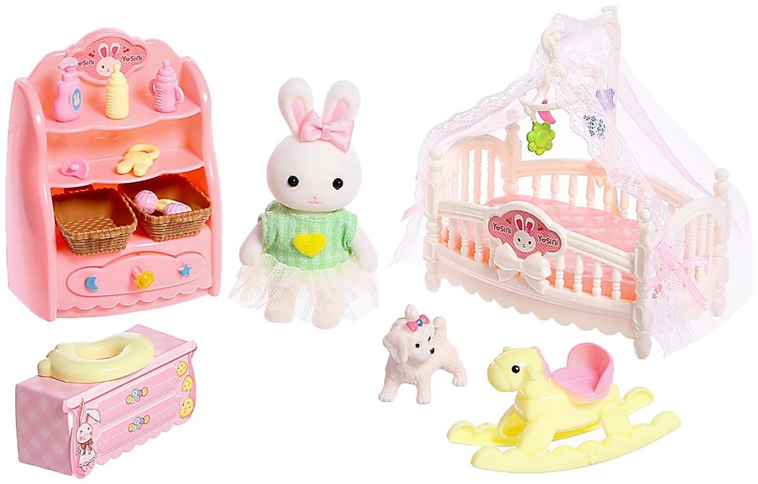 Игровой набор «Зайчик: детская комната» с набором мебели, питомцем и аксессуарами