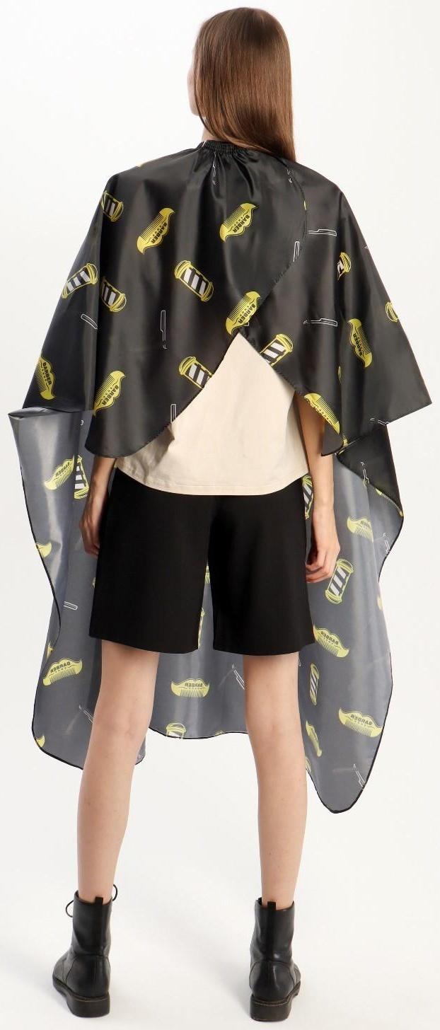 Пеньюар парикмахерский, с крючком, цвет чёрный/жёлтый