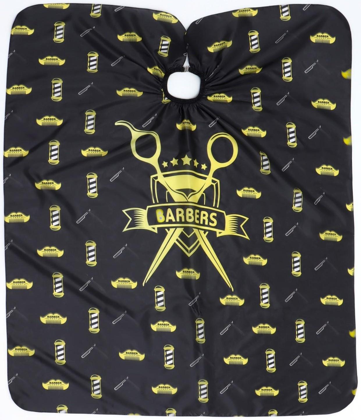 Пеньюар парикмахерский, с крючком, цвет чёрный/жёлтый