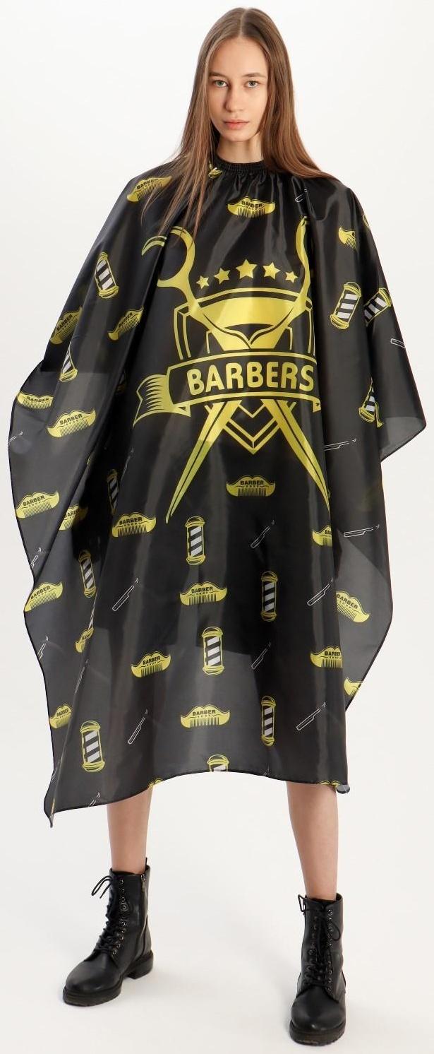 Пеньюар парикмахерский, с крючком, цвет чёрный/жёлтый