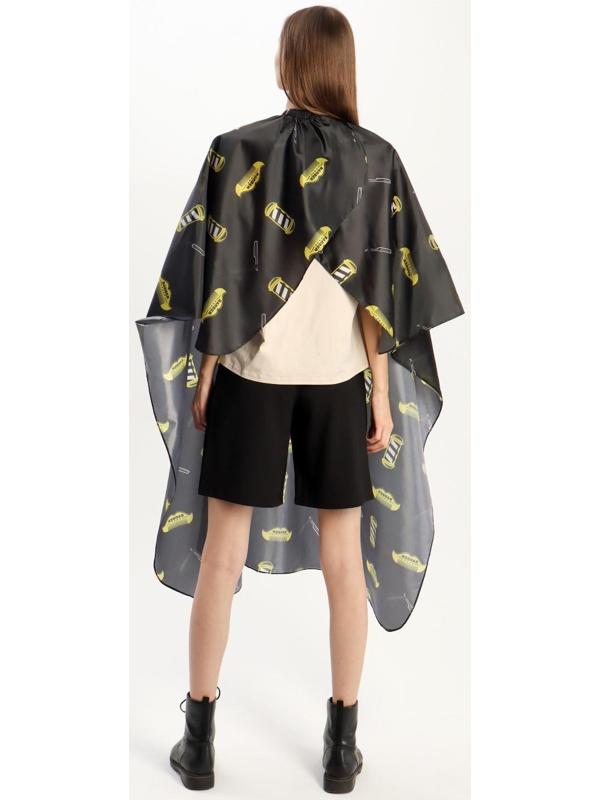 Пеньюар парикмахерский, с крючком, цвет чёрный/жёлтый