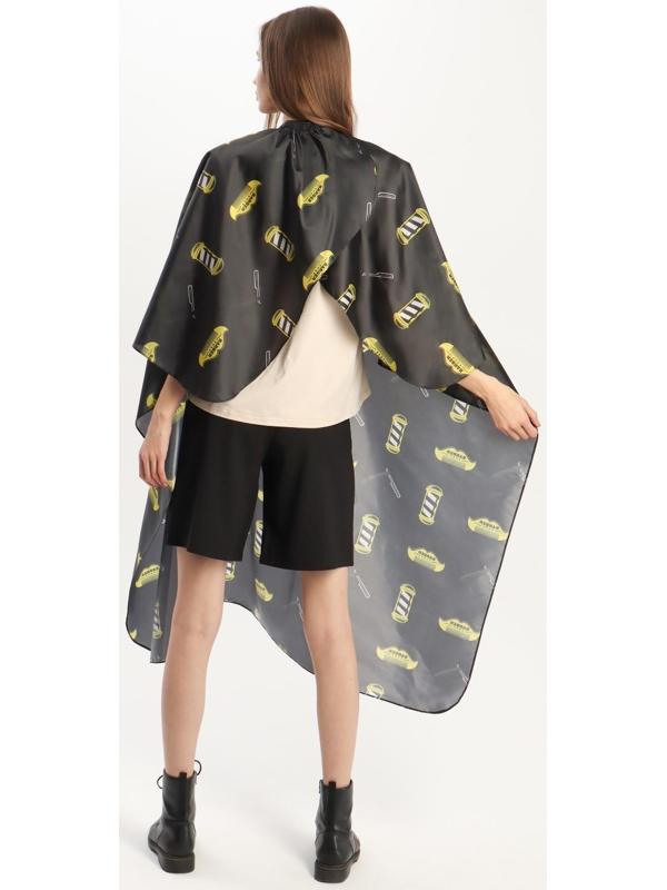 Пеньюар парикмахерский, с крючком, цвет чёрный/жёлтый