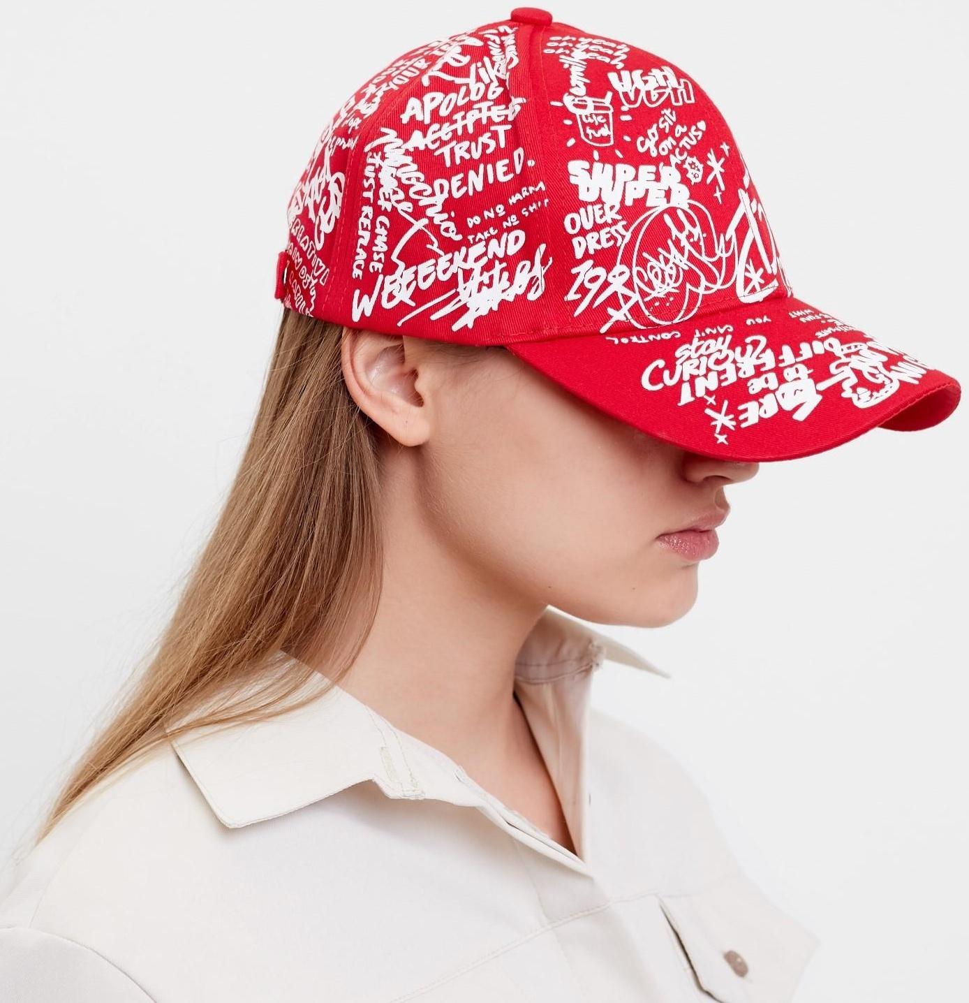 Кепка MINAKU с надписями, цвет красный, р-р 58