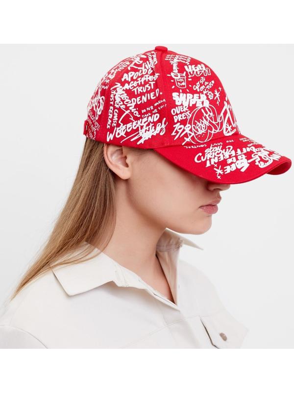 Кепка MINAKU с надписями, цвет красный, р-р 58