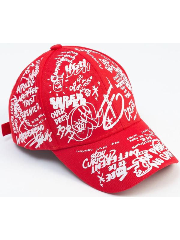 Кепка MINAKU с надписями, цвет красный, р-р 58