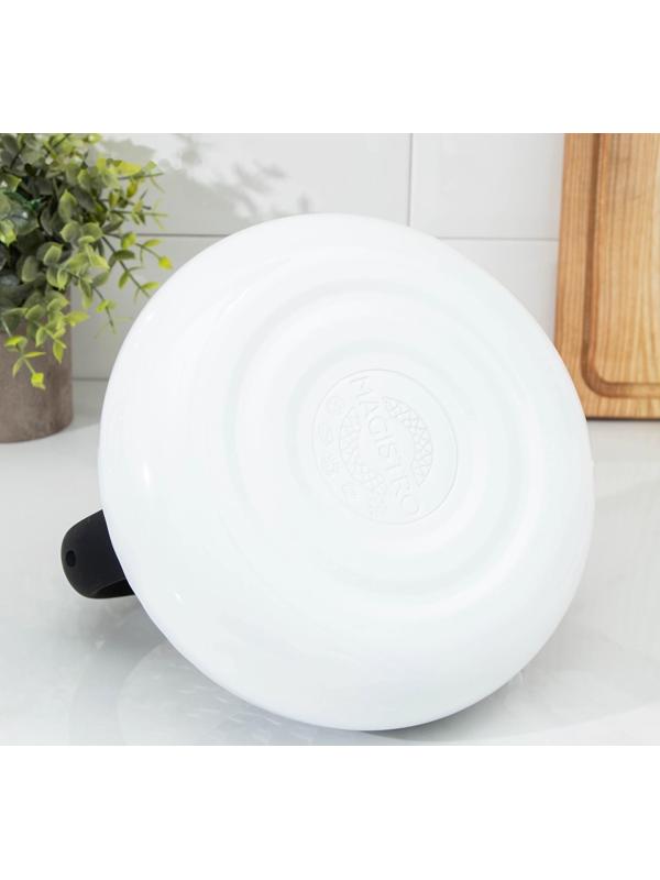 Чайник со свистком из нержавеющей стали Magistro Glow, 3 л, индукция, ручка soft-touch, цвет белый