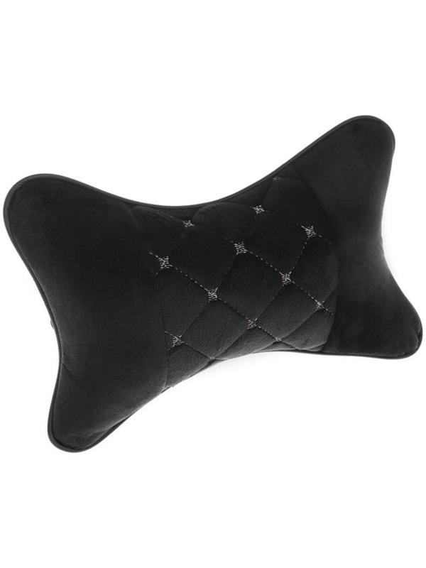 Подушка автомобильная для шеи 27×17 см, велюр, черный с строчкой