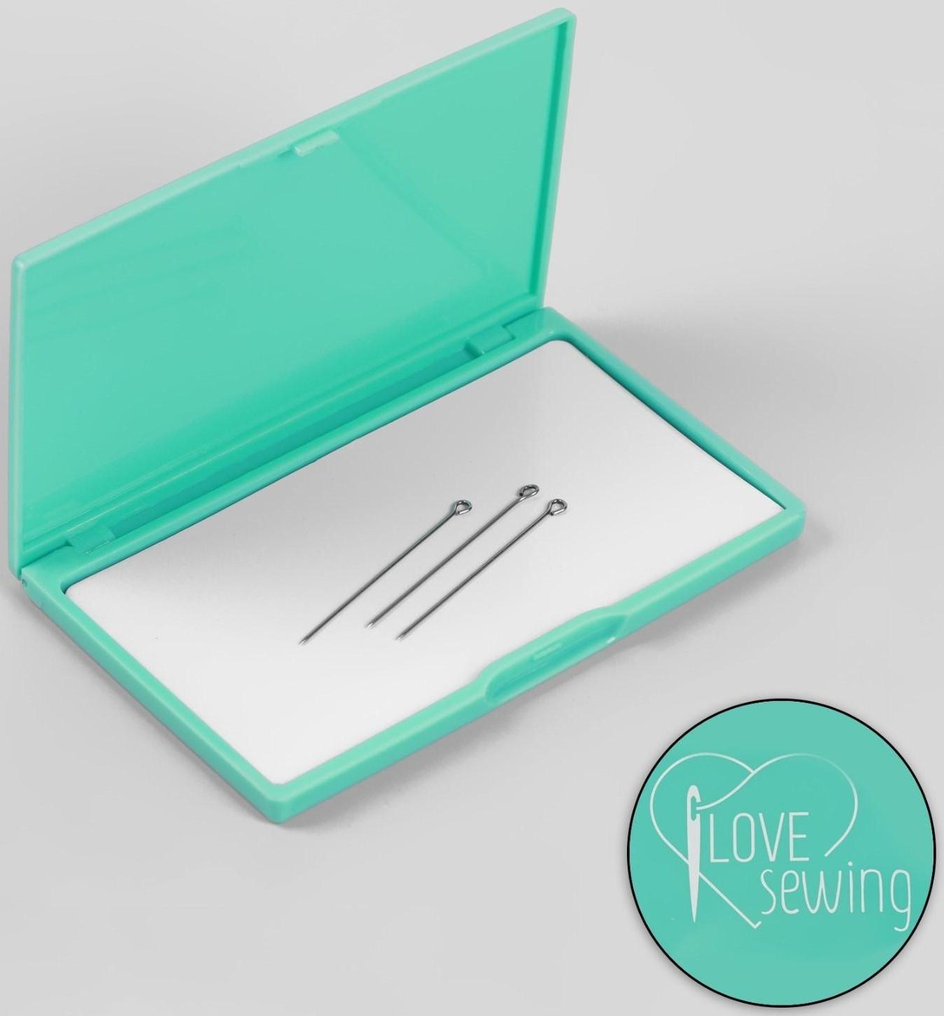 Игольница магнитная, 11 × 6,5 см, надпись МИКС, цвет бирюзовый